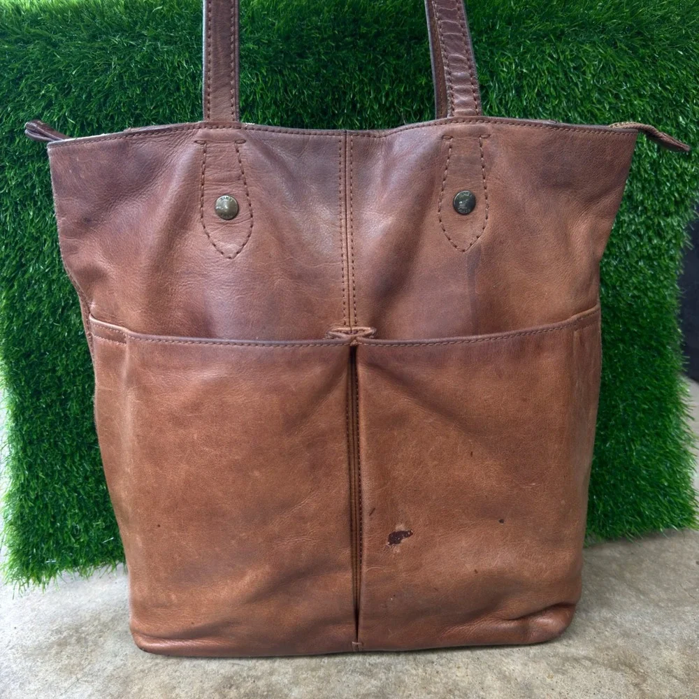 Frye Melissa Simple Saddle Tote Leather Bag Women's Western Brown